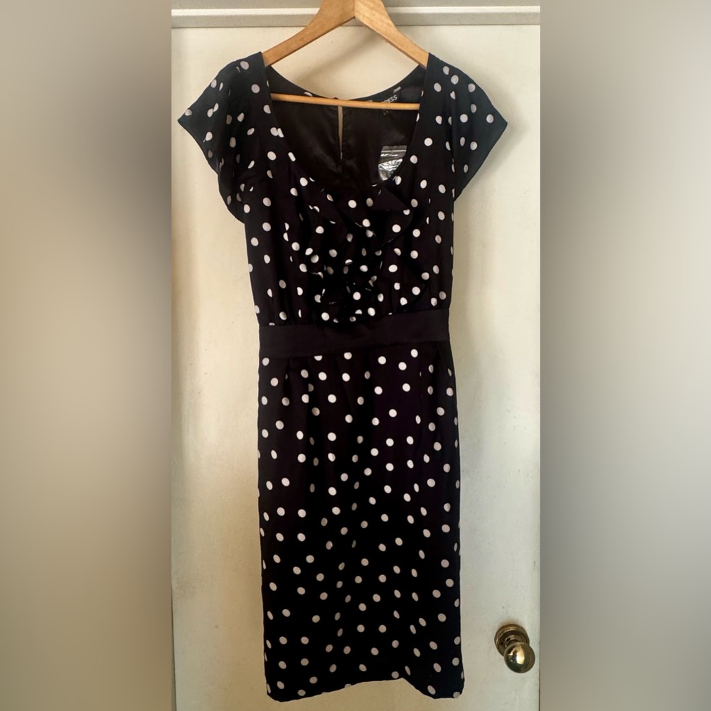 Express Black Dress with White Dots Polka Dot Size 12